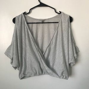 Striped Cut-Out Wrap Crop Top